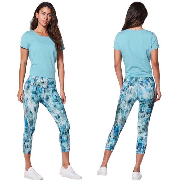 Lululemon Wunder Under High Rise Crop Athletic Leggings Sun Daze Blue Size 6 - Picture 1 of 8